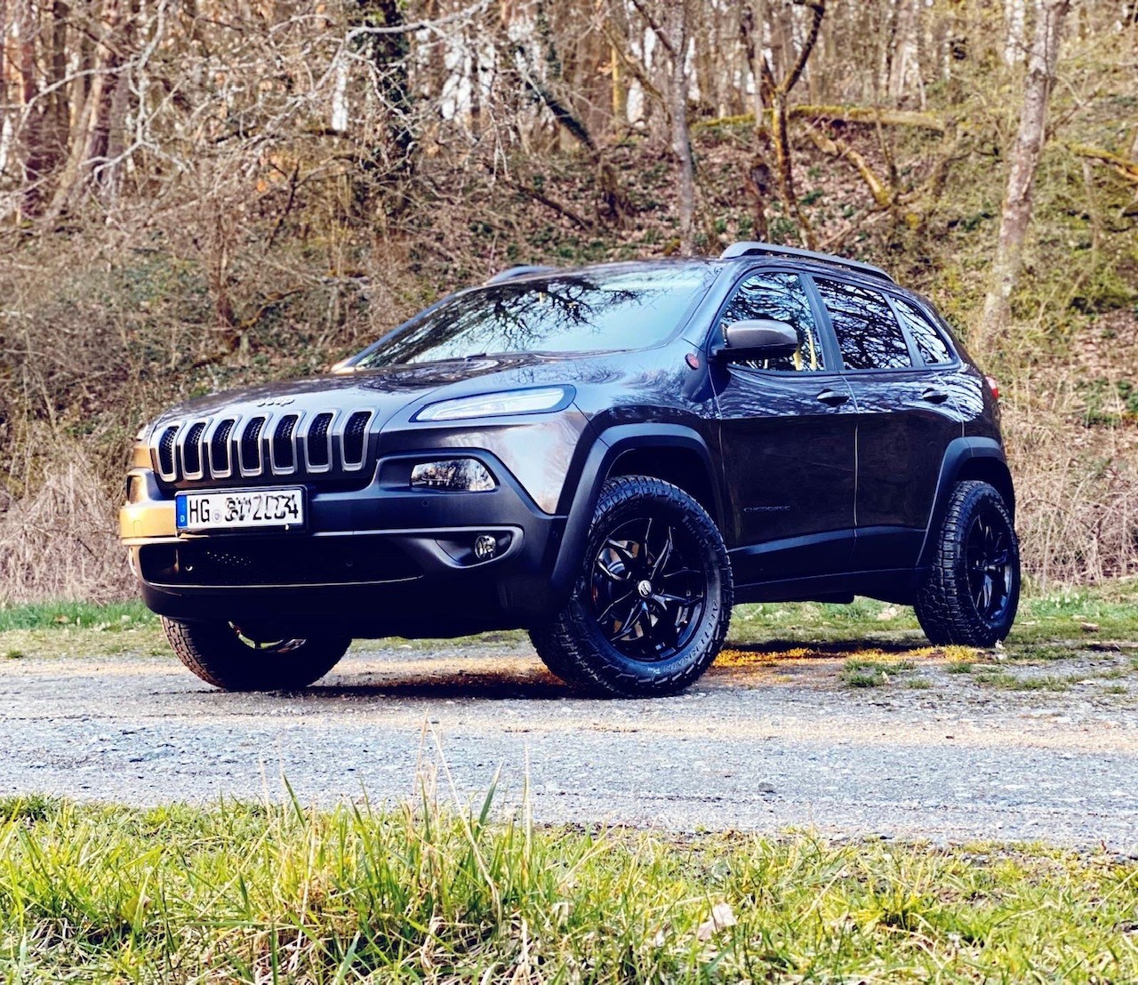 Trailhawk Pirelli Scorpion in natürlicher Umgebung (mit dem Hund Gassi)