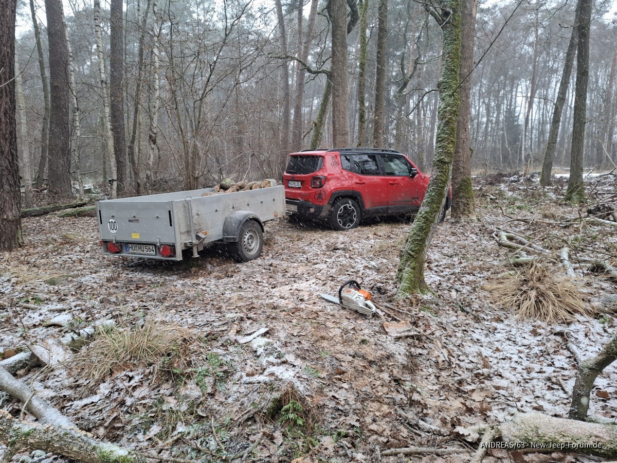 Mein Renegade bei der Arbeit,bei leichten Schneefall.